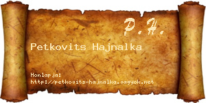 Petkovits Hajnalka névjegykártya